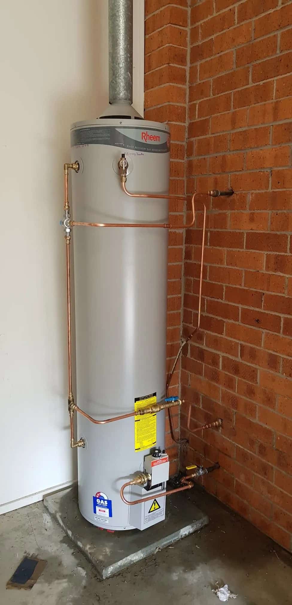 new hot water tank in room